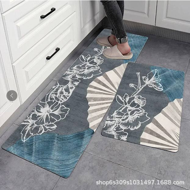 Anti-slip 3D Printed Geometric Kitchen Mat Set