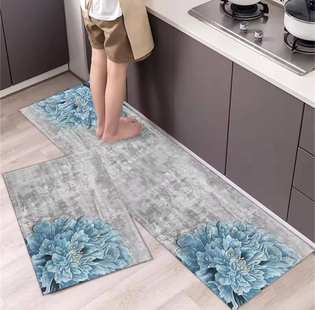 Anti-slip 3D Printed Geometric Kitchen Mat Set