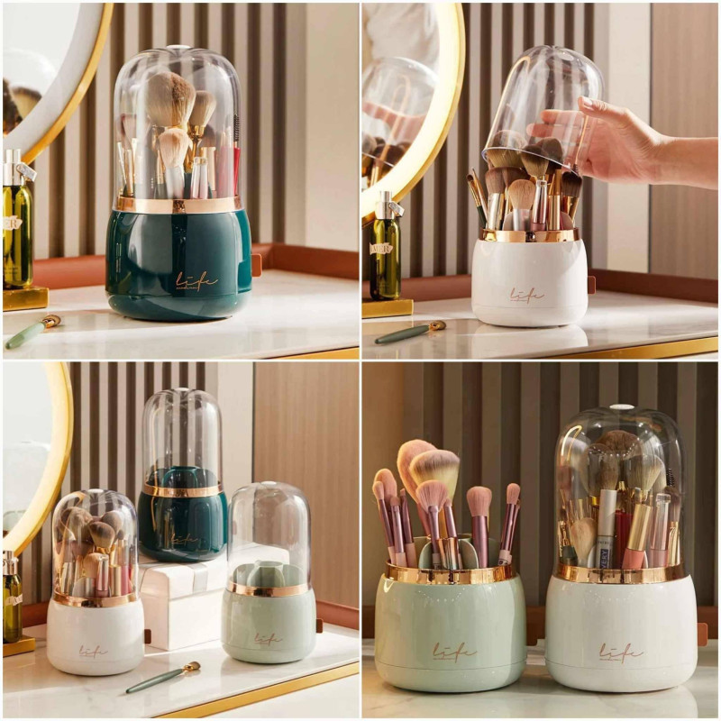 360° Rotating Portable Makeup Brushes Holder