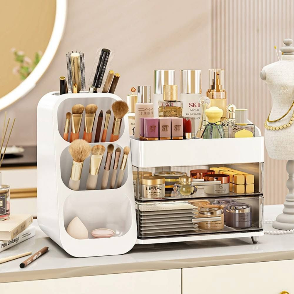 Makeup Organizer with Drawers for Vanity, Spacious Cosmetic Display Case
