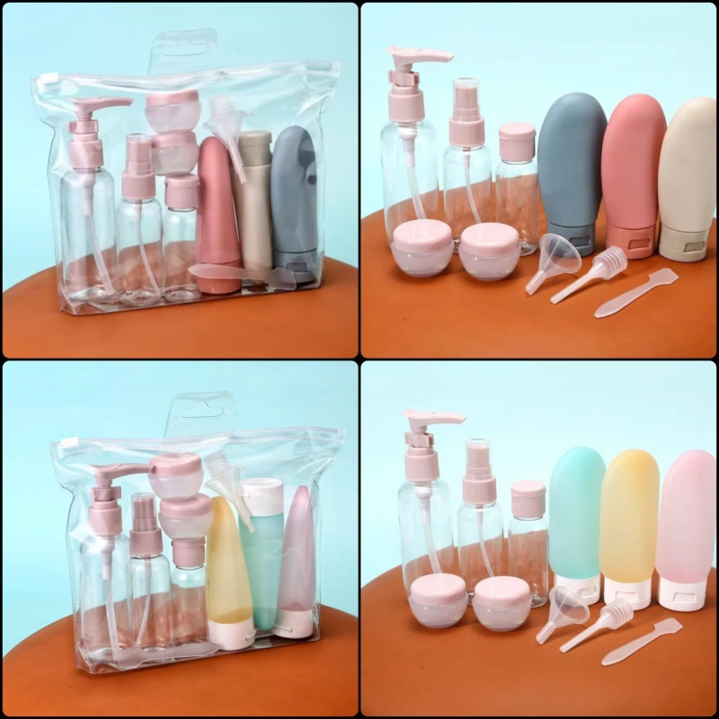 Travel Bottles Set With Storage Bag Travel Size Empty Liquid Cream Lotion Containers Fine Mist Spray Bottle Squeeze Tube