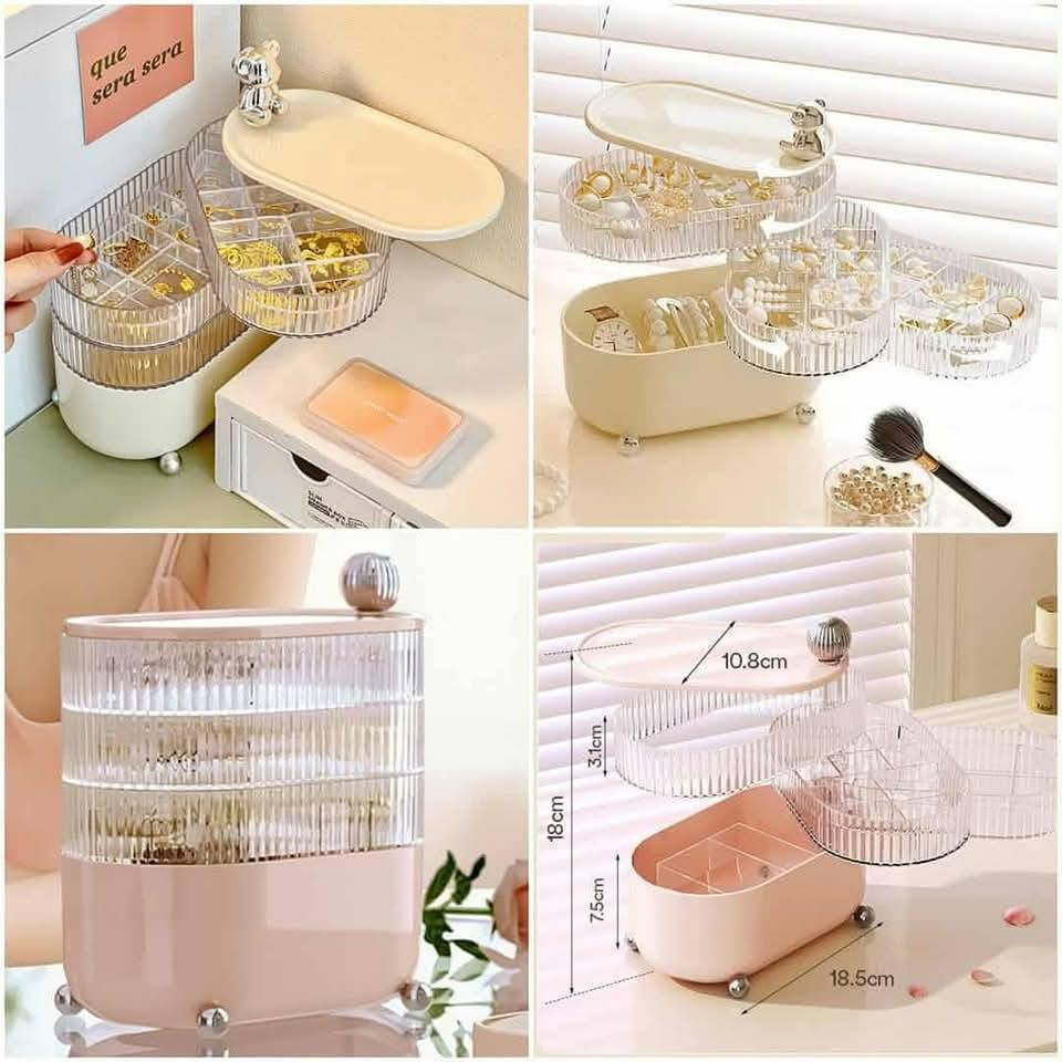 360° Rotating Multi Layer Grid Dressing Table Organizer.