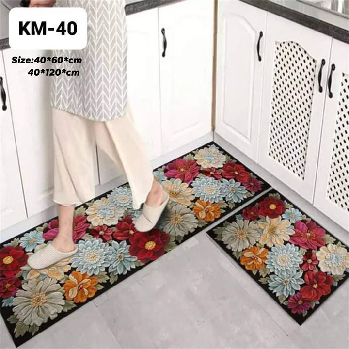 Anti-slip 3D Printed Geometric Kitchen Mat Set