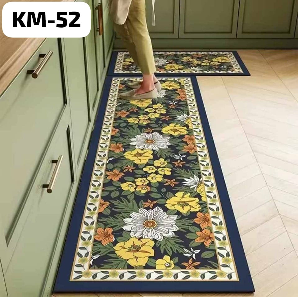 Anti-slip 3D Printed Geometric Kitchen Mat Set