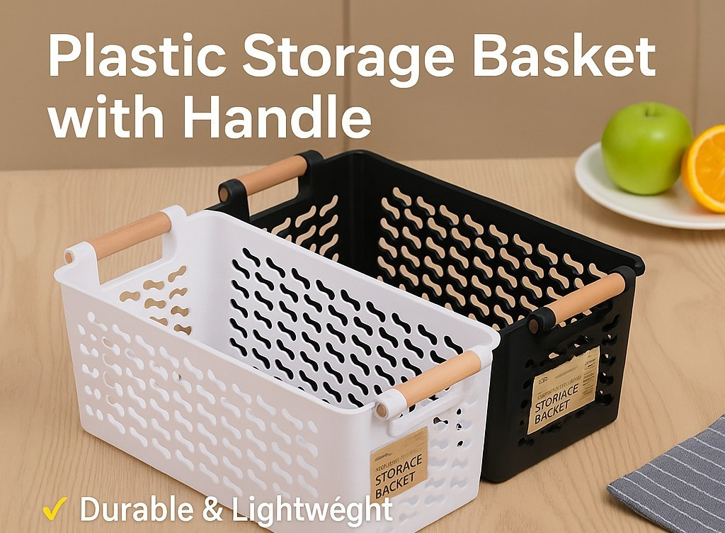 Plastic Storage Basket with Handle
