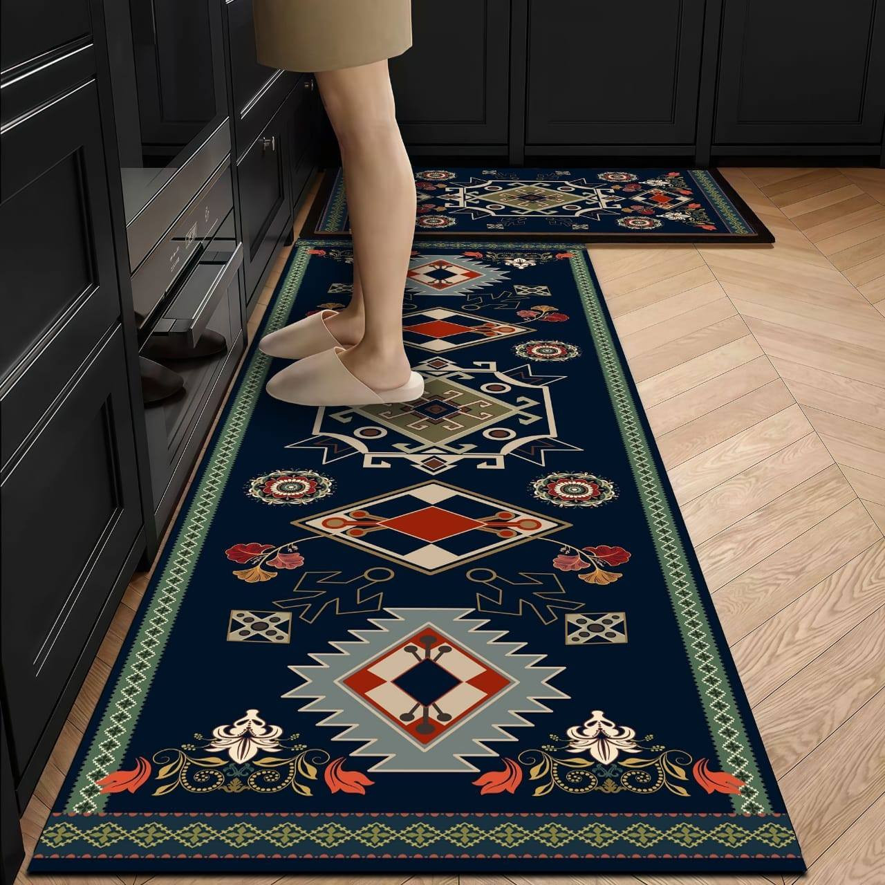 Anti-slip 3D Printed Geometric Kitchen Mat Set