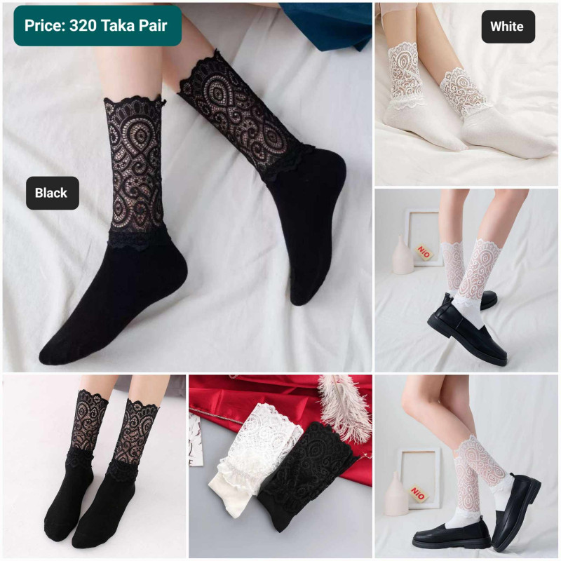 Floral Mesh Lace Socks
