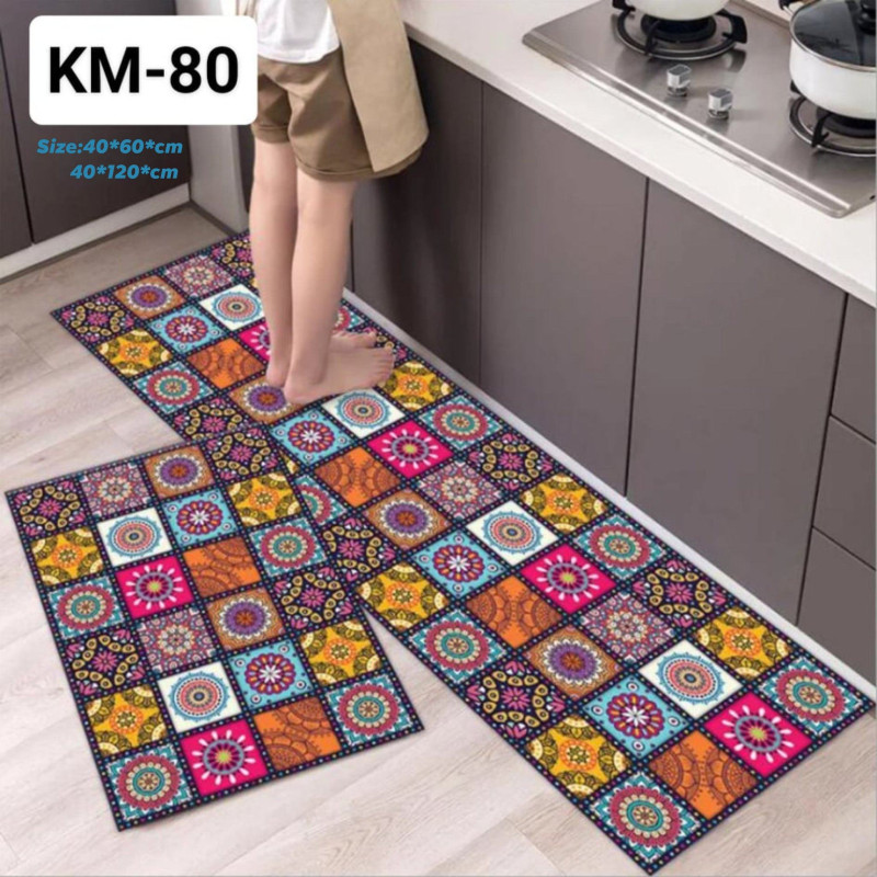 Anti-slip 3D Printed Geometric Kitchen Mat Set