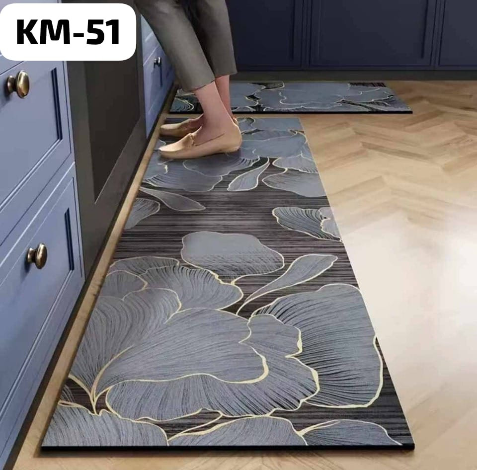 Anti-slip 3D Printed Geometric Kitchen Mat Set