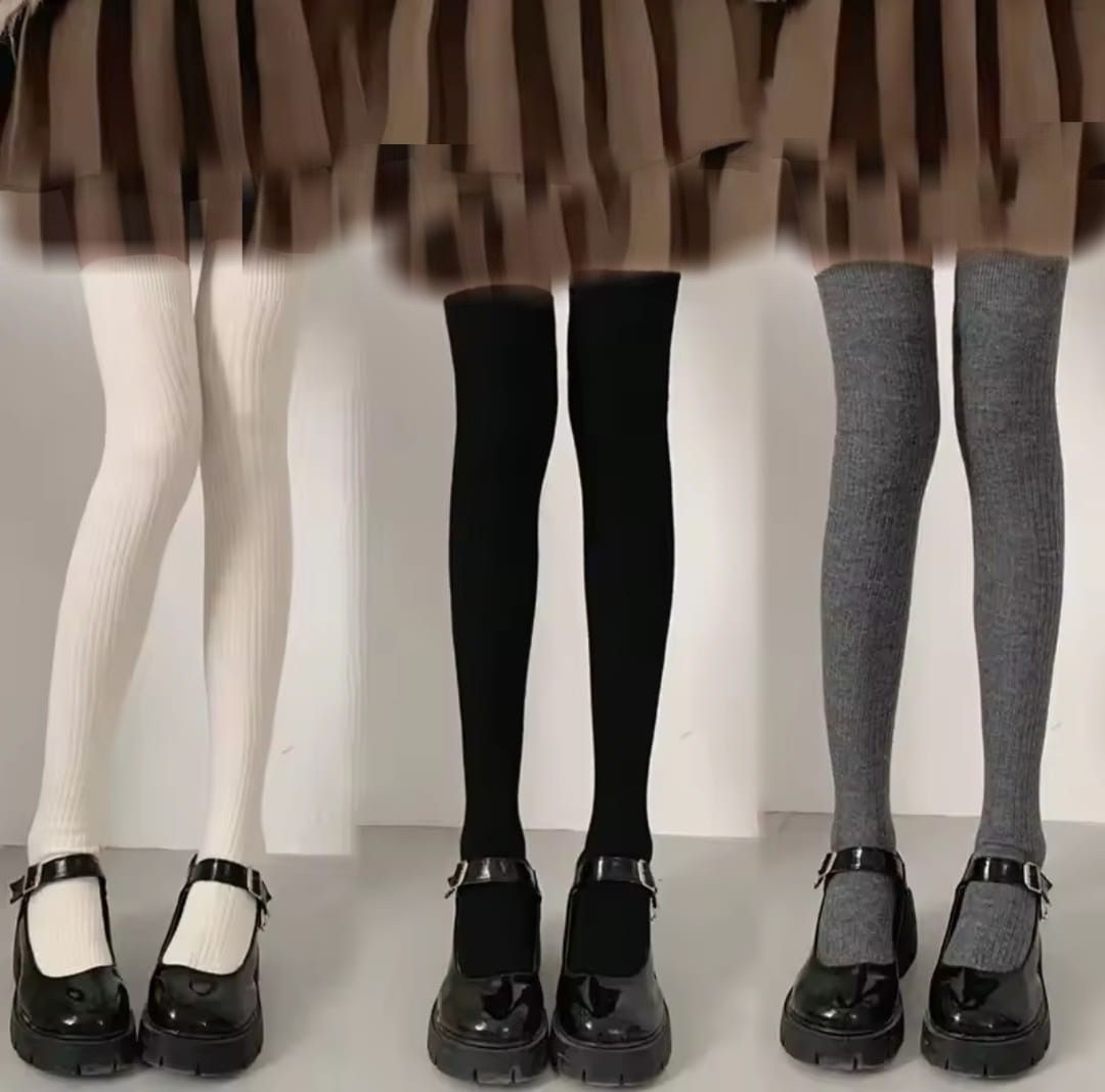 Winter Solid Color Thigh High Long Leg Socks