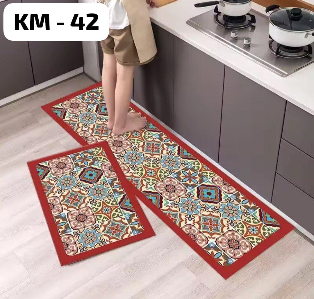 Anti-slip 3D Printed Geometric Kitchen Mat Set